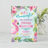 Flamingo First Birthday Summer Uitnodiging (Staand voorkant)