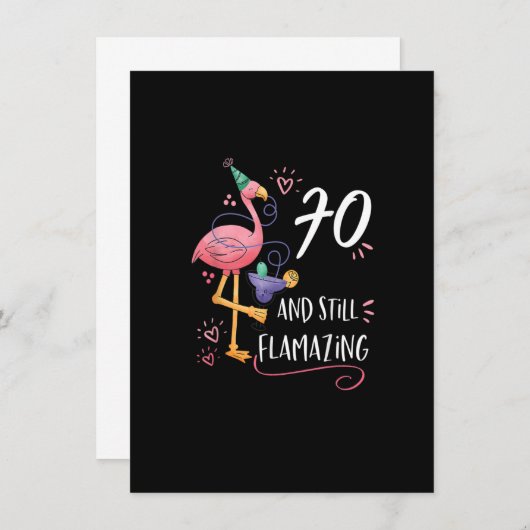 Flamingo Flamazing 70th Birthday Decorations Suppl Kaart (Voorkant / Achterkant)