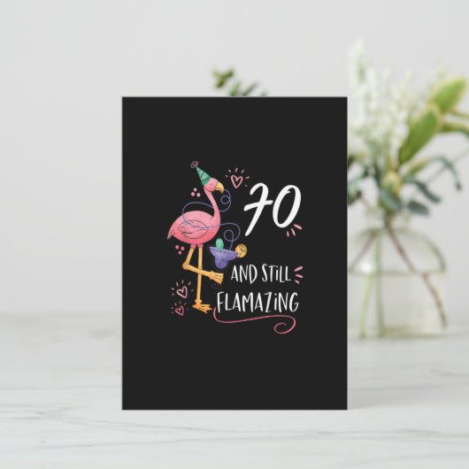 Flamingo Flamazing 70th Birthday Decorations Suppl Kaart (Staand voorkant)