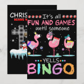 Flamingo | Flaming Bingo Funny Feestdagenkaart (Voorkant / Achterkant)