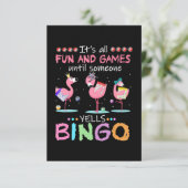 Flamingo | Flaming Bingo Funny Informatiekaartje (Staand voorkant)