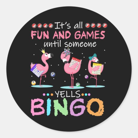 Flamingo | Flaming Bingo Funny Ronde Sticker (Voorkant)