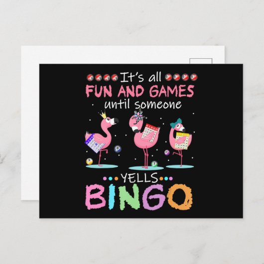 Flamingo | Flaming Bingo Funny Uitnodiging Briefkaart (Voorkant / Achterkant)