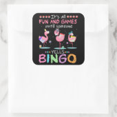 Flamingo | Flaming Bingo Funny Vierkante Sticker (Tas)
