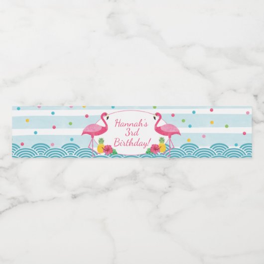 Flamingo Flamingle Feest Waterfleslabels Waterfles Etiket (Enkel label)