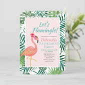 Flamingo Flamingle Pensioenfeest Uitnodiging (Staand voorkant)
