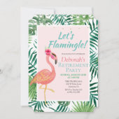 Flamingo Flamingle Pensioenfeestuitnodiging Kaart (Voorkant)
