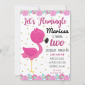 Flamingo, Flamingle Verjaardagsfeest Uitnodiging (Voorkant)