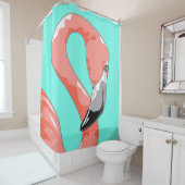 Flamingo | Flamingo Bird Print Kunst Gift Lovers Douchegordijn (In situ)