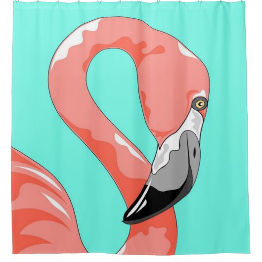 Flamingo | Flamingo Bird Print Kunst Gift Lovers Douchegordijn (Voorkant)