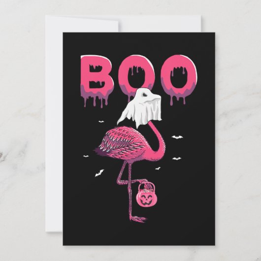 Flamingo | Flamingo Boo Ghost Halloween Save The Date (Voorkant)