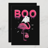 Flamingo | Flamingo Boo Ghost Halloween Save The Date (Voorkant / Achterkant)