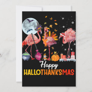 Flamingo Flamingo Dankdag Halloween Kerstmis Feestdagenkaart