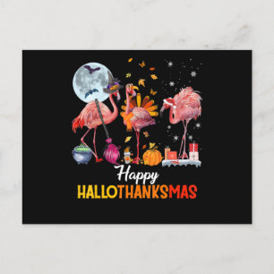 Flamingo Flamingo Dankdag Halloween Kerstmis Feestdagenkaart