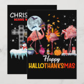 Flamingo|Flamingo Dankzegging Halloween Kerstmis Feestdagenkaart (Voorkant / Achterkant)