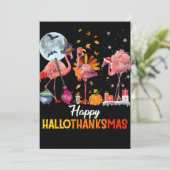 Flamingo|Flamingo Dankzegging Halloween Kerstmis Feestdagenkaart (Staand voorkant)