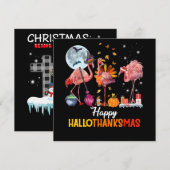 Flamingo|Flamingo Dankzegging Halloween Kerstmis Kaart (Voorkant / Achterkant)