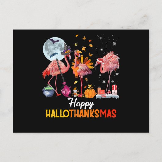 Flamingo|Flamingo Dankzegingsdag Halloween Kerstmi Uitnodiging Briefkaart (Voorkant)
