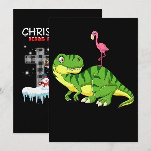 Flamingo | Flamingo Dinosaur Lovers Save The Date (Voorkant / Achterkant)