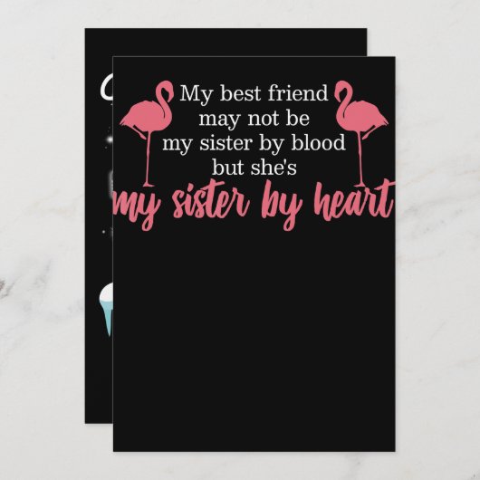 Flamingo|Flamingo Friend Women not Zister by Bloed Feestdagenkaart (Voorkant / Achterkant)