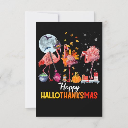 Flamingo | Flamingo Halloween en Merry Kerstmis Bedankkaart (Voorkant)