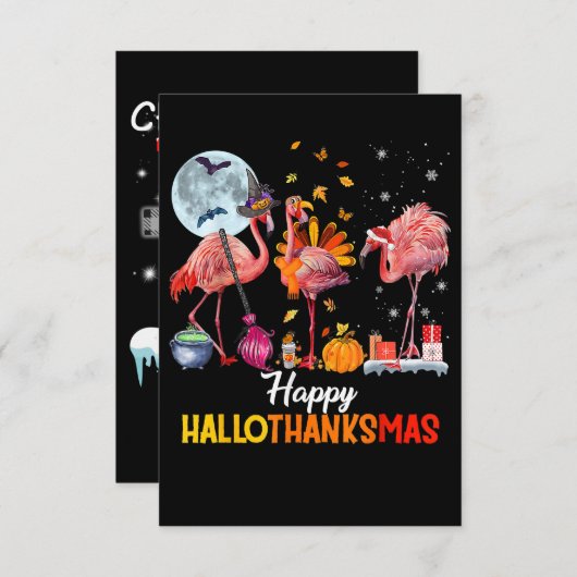 Flamingo | Flamingo Halloween en Merry Kerstmis Bedankkaart (Voorkant / Achterkant)