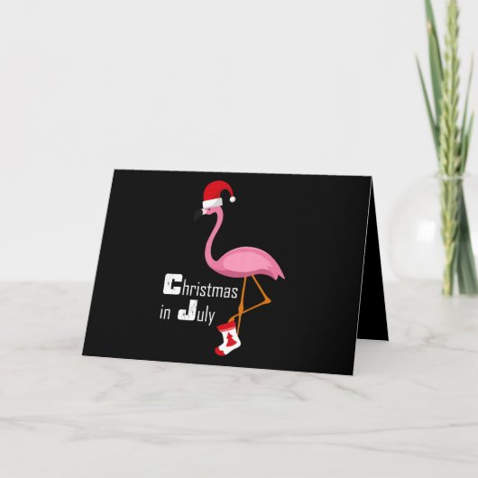 Flamingo | Flamingo kerst in juli grappig feest Kaart (Voorkant)