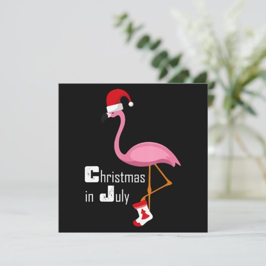 Flamingo | Flamingo kerst in juli grappig verjaard Kaart (Staand voorkant)