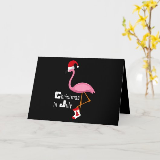 Flamingo | Flamingo Kerstmis in juli Grappig Feest Kaart (Gele Bloem)