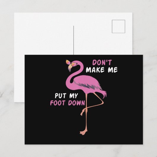 Flamingo | Flamingo met bril laat me niet stoppen Aankondigingskaart (Voorkant / Achterkant)
