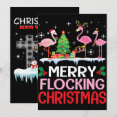 Flamingo | Flamingo Noel Petten dansen op sneeuw Feestdagenkaart (Voorkant / Achterkant)