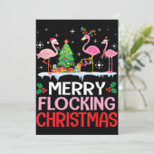 Flamingo | Flamingo Noel Petten dansen op sneeuw Feestdagenkaart (Staand voorkant)