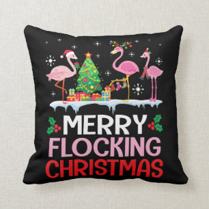 Flamingo   Flamingo Noel Petten dansen op sneeuw Kussen