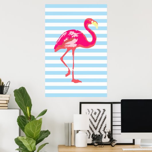 Flamingo, Flamingo poster, zomerposter Poster (Thuiskantoor)