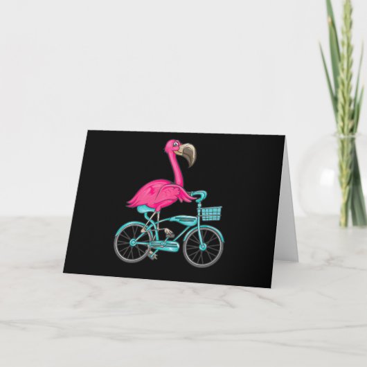 Flamingo | Flamingo Riding A Bicycle Cool Bikers Bedankkaart (Voorkant)