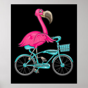 Flamingo   Flamingo Riding A Bicycle Cool Bikers Poster