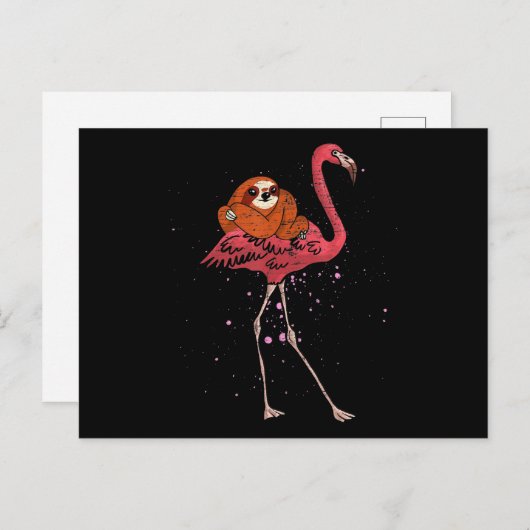Flamingo |Flamingo Riding Sloth Dierenvriend Gifts Aankondigingskaart (Voorkant / Achterkant)
