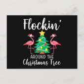 Flamingo | Flamingo rond Kerstboom Flamingo Uitnodiging Briefkaart (Voorkant)
