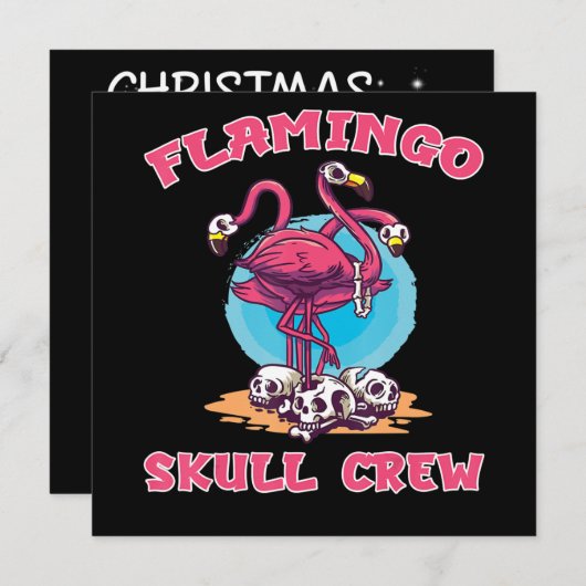 Flamingo | Flamingo Schedel Crew Halloween Kostuum Kaart (Voorkant / Achterkant)