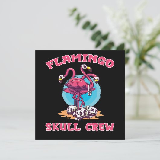 Flamingo | Flamingo Schedel Crew Halloween Kostuum Kaart (Staand voorkant)