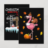 Flamingo | Flamingo Thanksgiving Halloween Bedankkaart (Voorkant / Achterkant)
