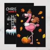 Flamingo | Flamingo Thanksgiving Halloween Feestdagenkaart (Voorkant / Achterkant)