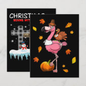 Flamingo | Flamingo Thanksgiving Halloween Kaart (Voorkant / Achterkant)