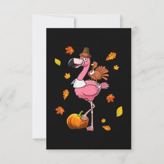 Flamingo | Flamingo Thanksgiving Halloween Kaart (Voorkant)