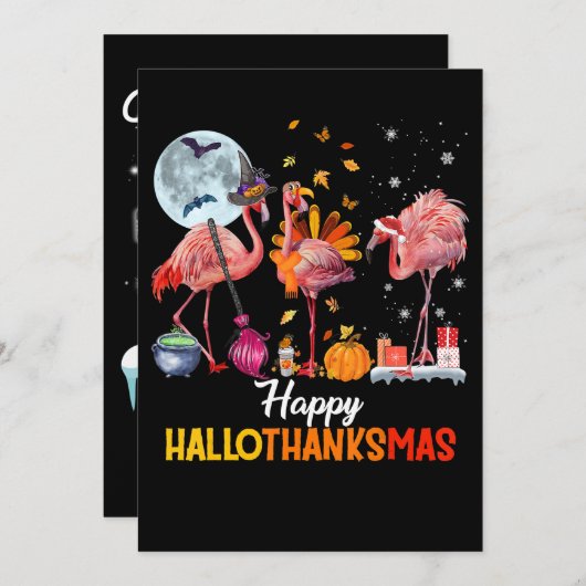 Flamingo|Flamingo Thanksgiving Halloween Kerstmis Bedankkaart (Voorkant / Achterkant)