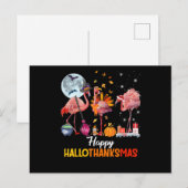 Flamingo|Flamingo Thanksgiving Halloween Kerstmis Feestdagenkaart (Voorkant / Achterkant)