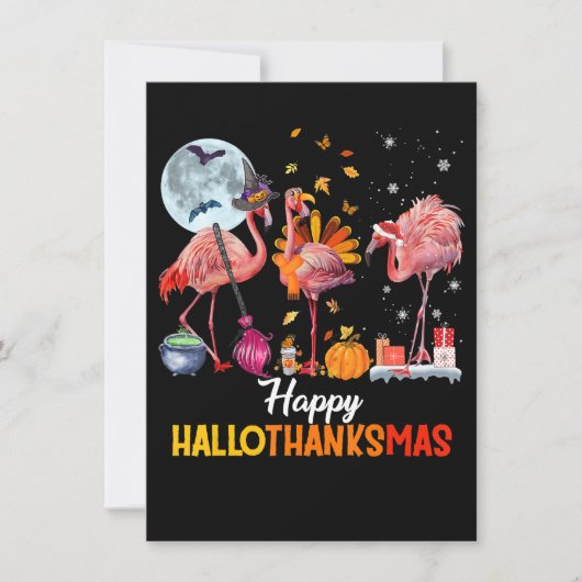 Flamingo|Flamingo Thanksgiving Halloween Kerstmis Kaart (Voorkant)