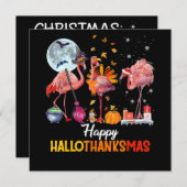 Flamingo|Flamingo Thanksgiving Halloween Kerstmis Kaart (Voorkant / Achterkant)