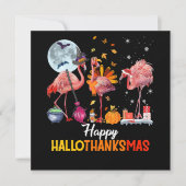 Flamingo|Flamingo Thanksgiving Halloween Kerstmis Kaart (Voorkant)