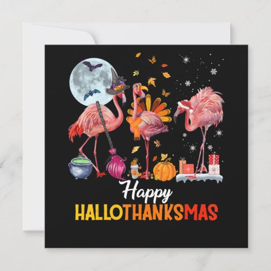 Flamingo|Flamingo Thanksgiving Halloween Kerstmis Kaart (Voorkant)